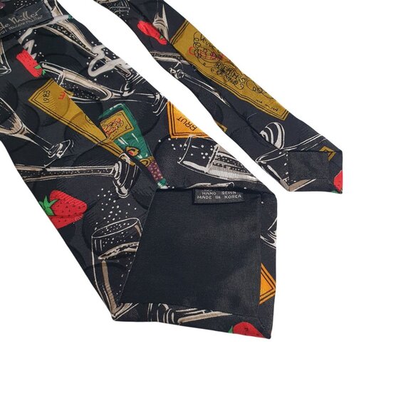 Nicole Miller 1991 Print Necktie Champagne Strawberries Silk Bartender Server - Picture 5 of 5